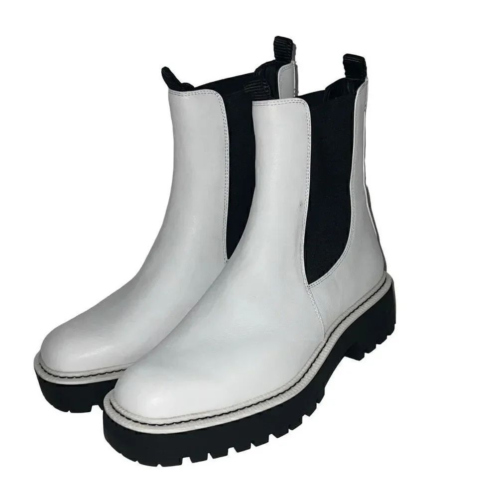 Sam Edelman Laguna Waterproof Lug Sole Chelsea Boot White Pull-On sz 9 $170 MSRP